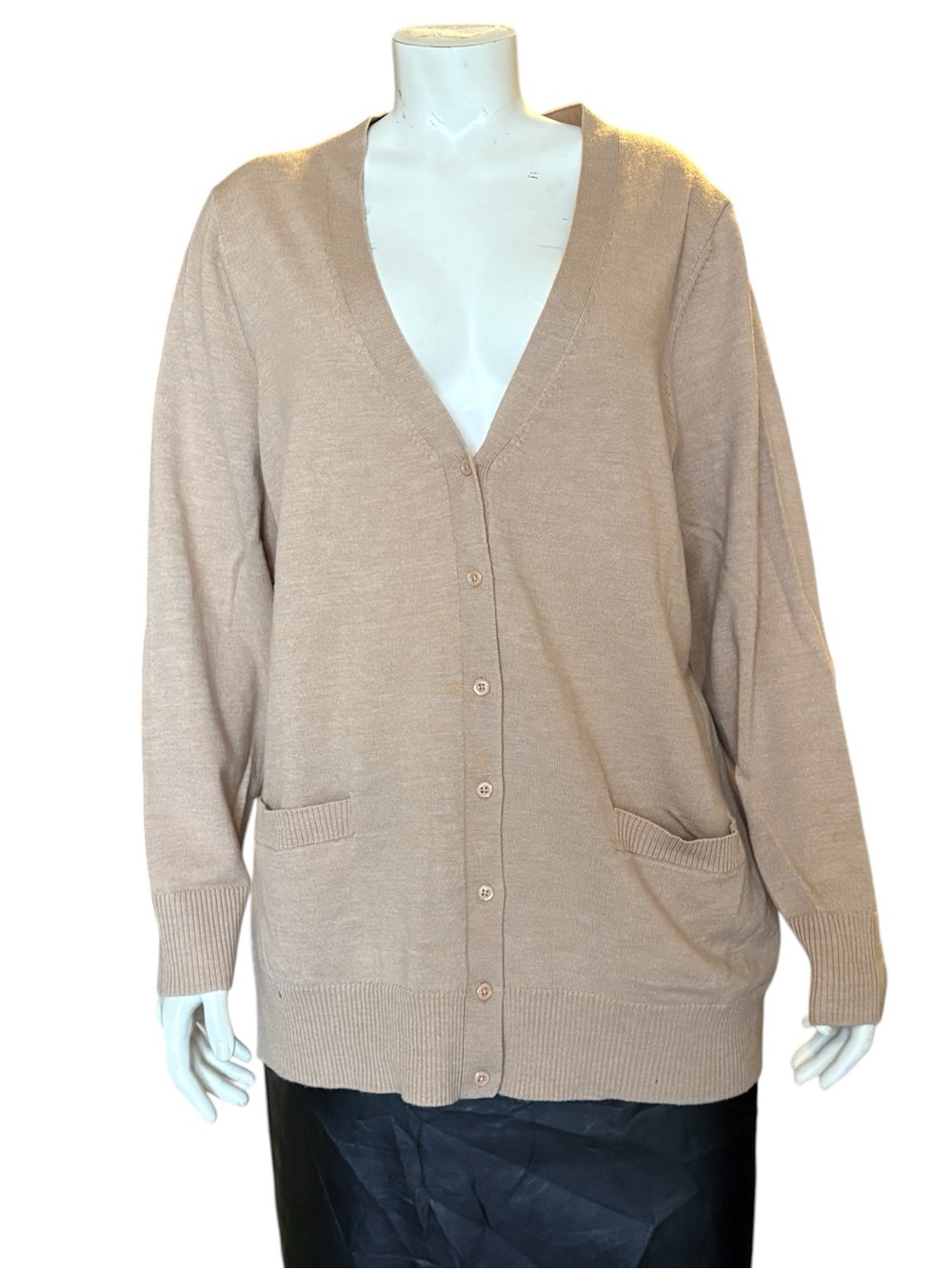 Lord & Taylor 100% Extra Fine Merino Wool Cardigan In Camel/Tan Size 2X Fall